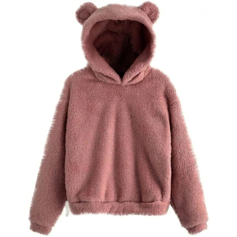 Fleece Bear hoodie Leather pink