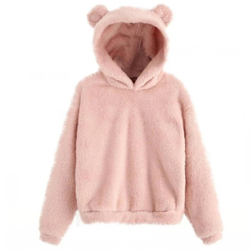 Fleece Bear hoodie Pink