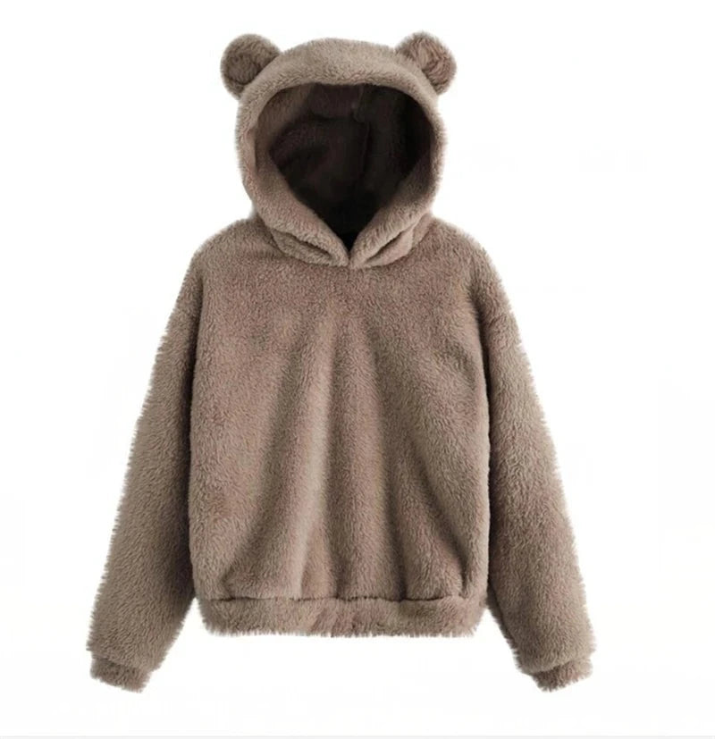 Fleece Bear hoodie Khaki