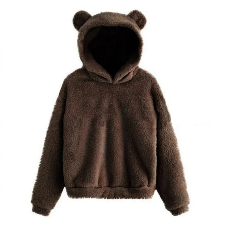 Fleece Bear hoodie Brown