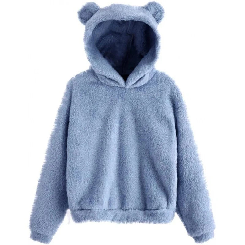 Fleece Bear hoodie Blue