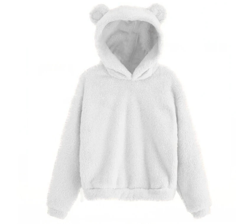 Fleece Bear hoodie Ivory