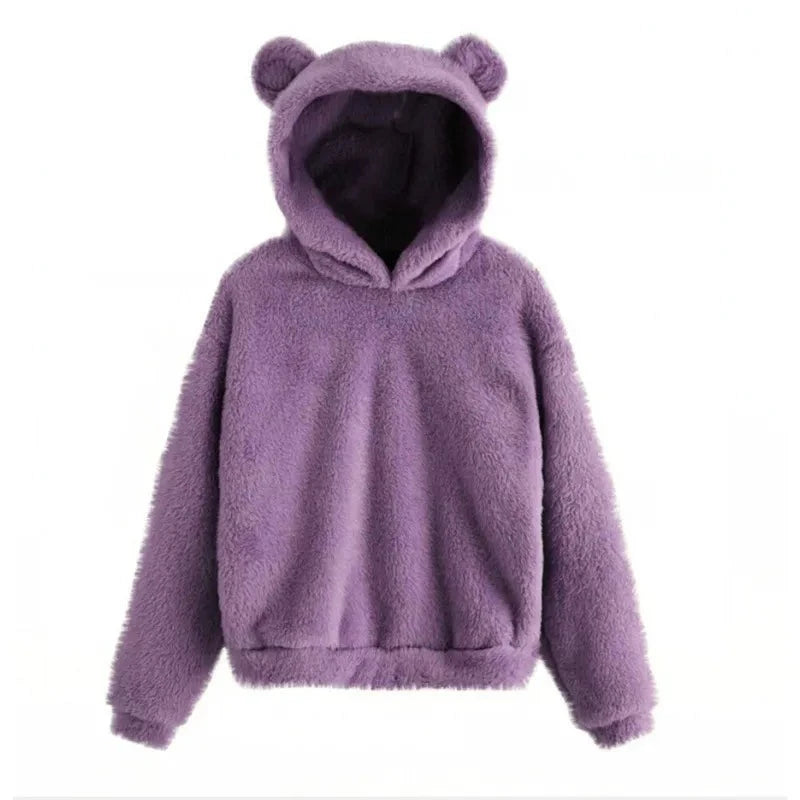 Fleece Bear hoodie PURPLE