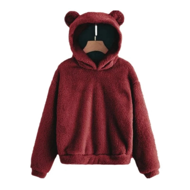 Fleece Bear hoodie Claret