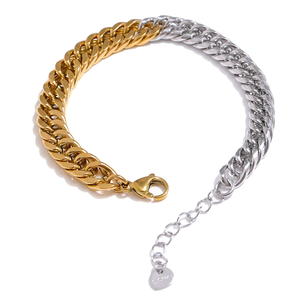 Silver, Gold Link Bracelet Default Title