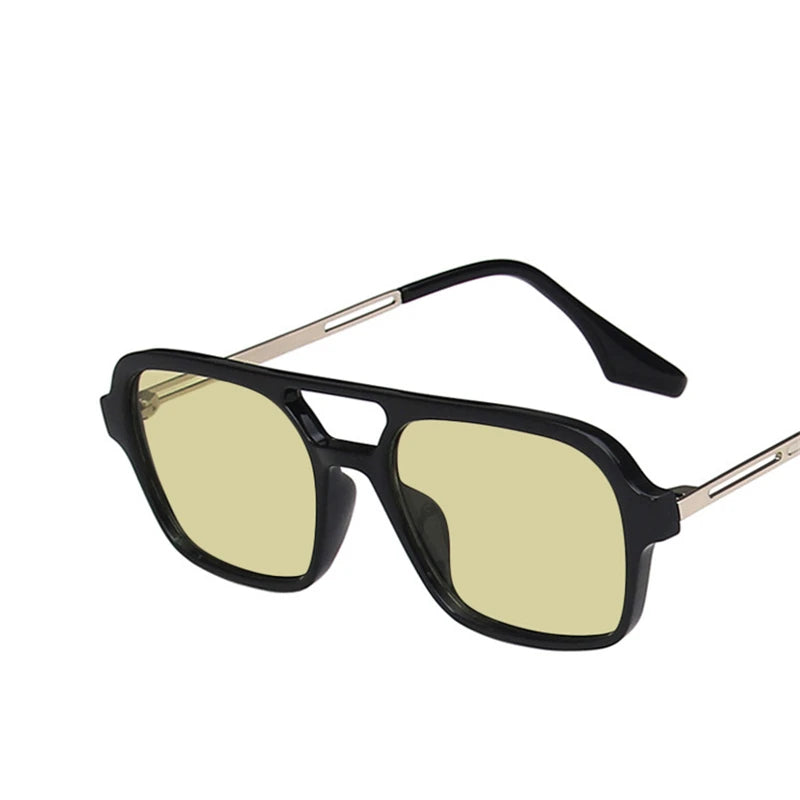 Retro Double Bridges Sunglasses black yellow