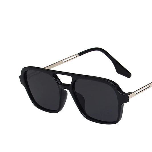 Retro Double Bridges Sunglasses black gray