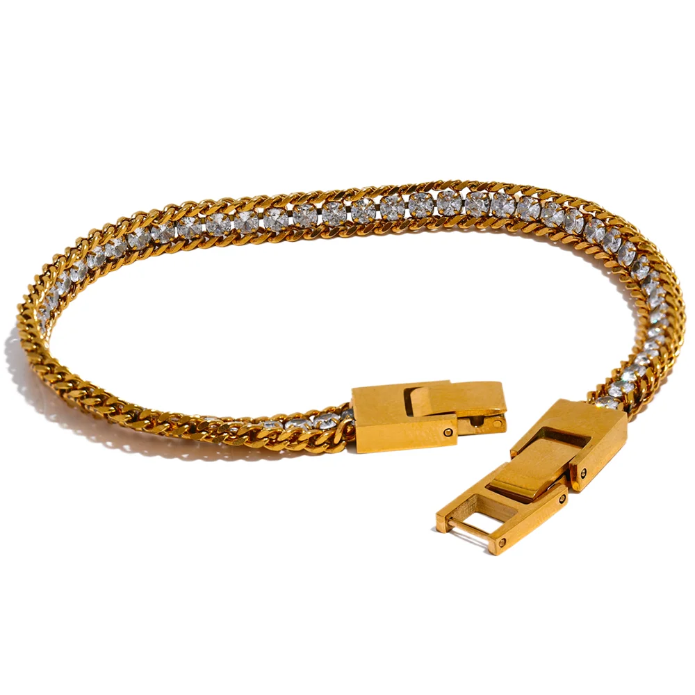 Cuban Edge Tennis Bracelet YH772A Gold