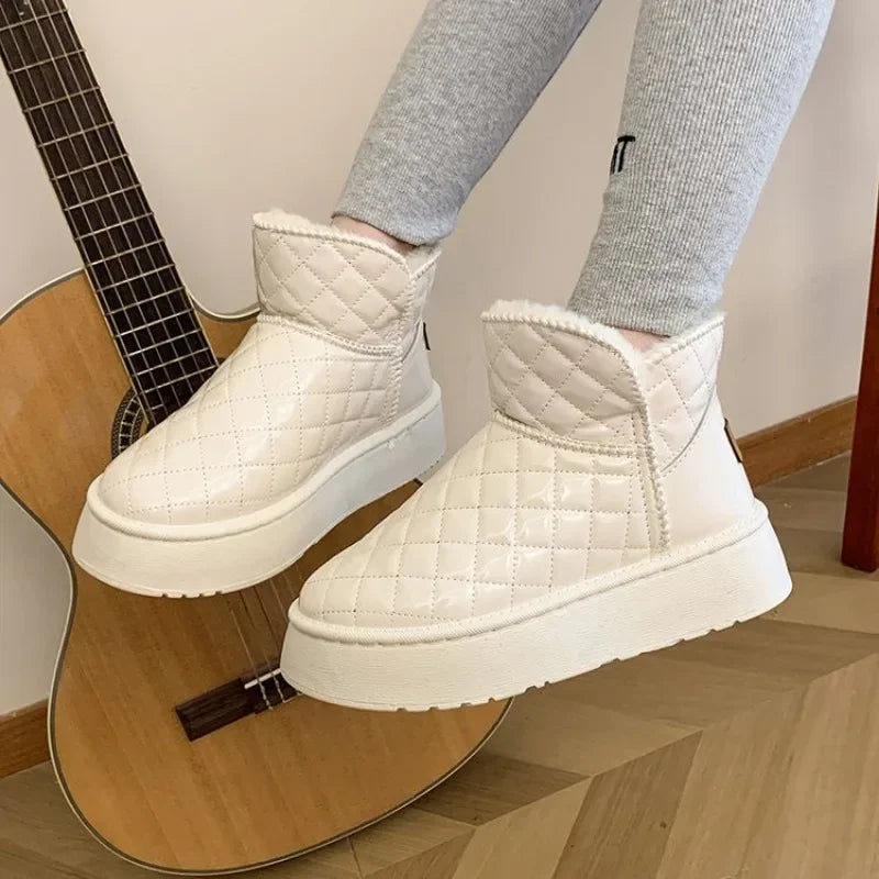 Cross Stitched Boots Off White