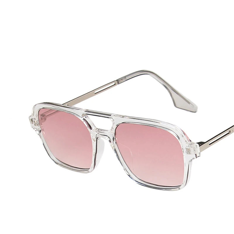 Retro Double Bridges Sunglasses clear pink