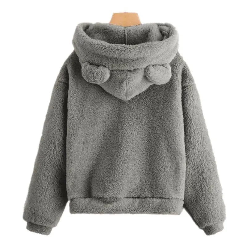 Fleece Bear hoodie Khaki