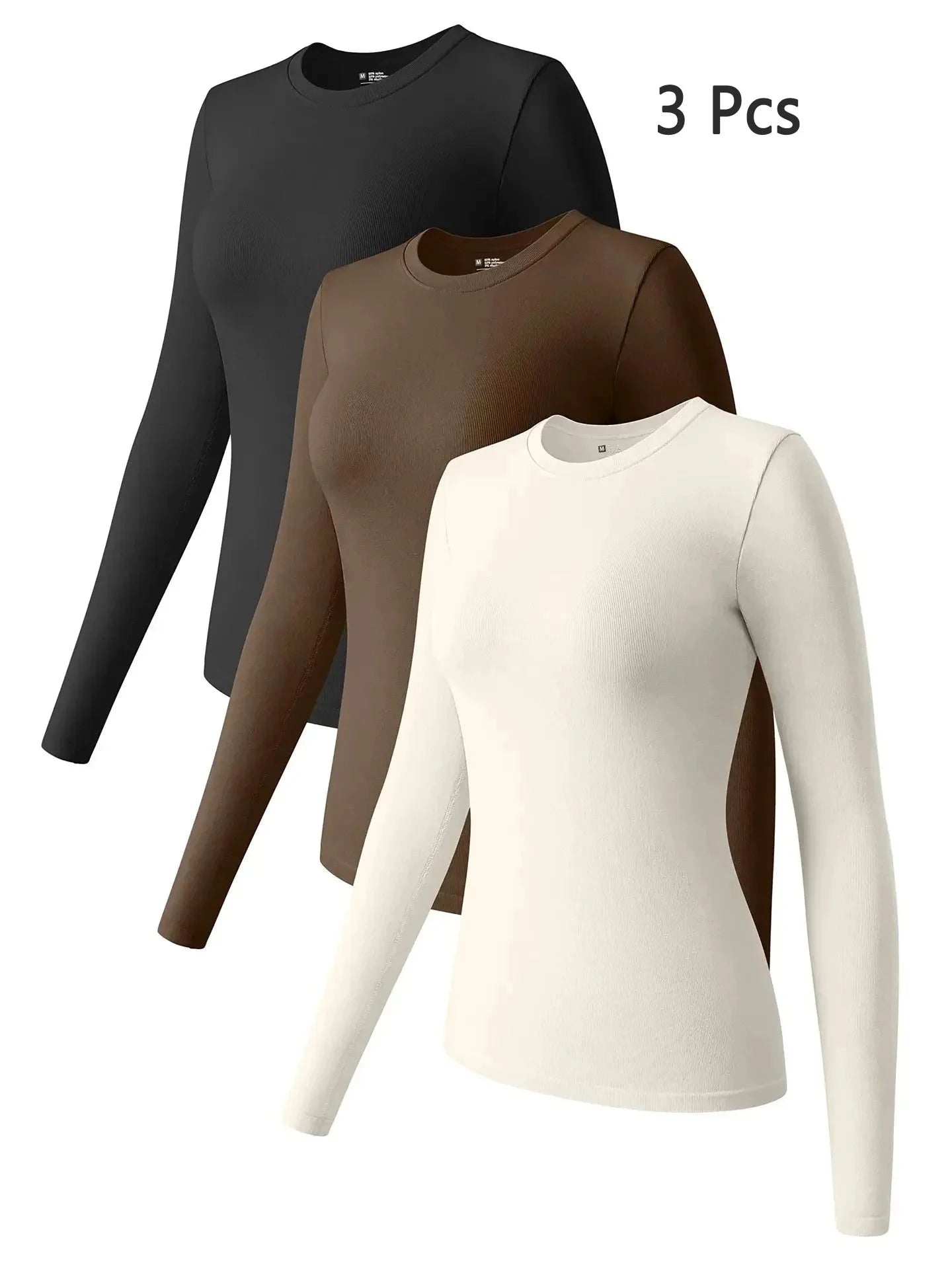 Long Sleeve Base Shirts black brown beige