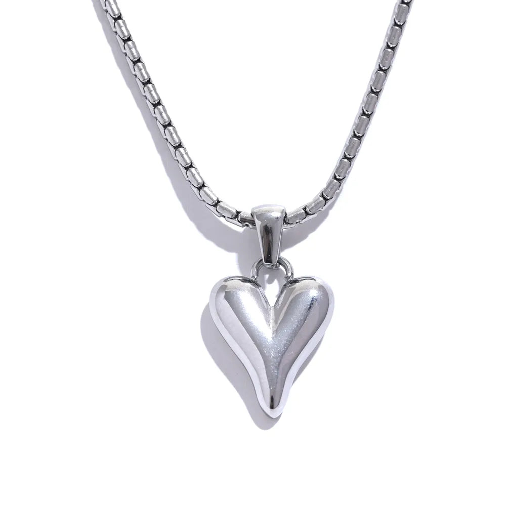 Temperament Heart Pendant Silver [heavy chain]