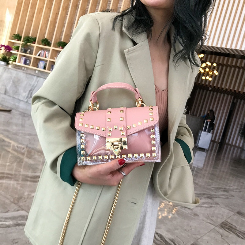 Golden Rivet Handbag Pink