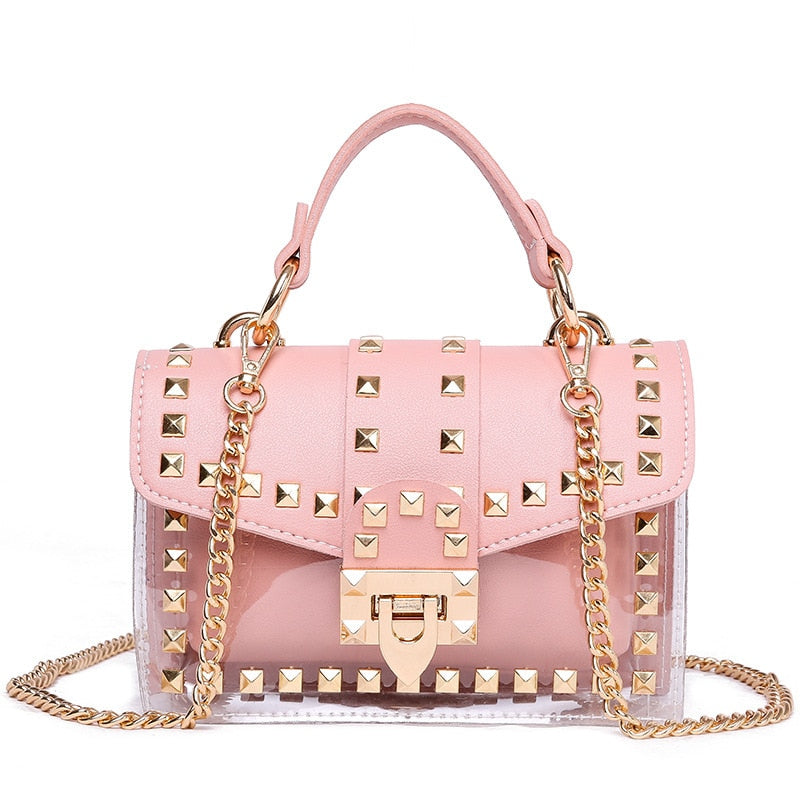 Golden Rivet Handbag Pink