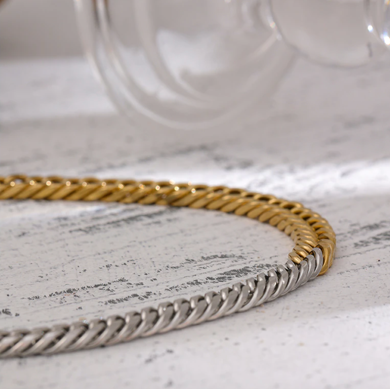 Silver, Gold Link Bracelet Default Title