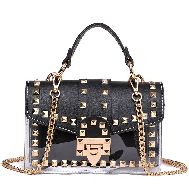 Golden Rivet Handbag Black