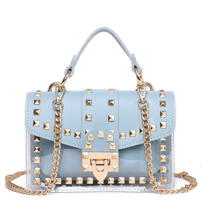 Golden Rivet Handbag Blue