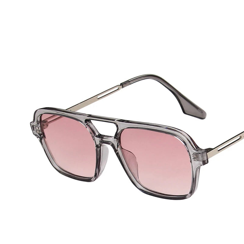 Retro Double Bridges Sunglasses clear gray pink