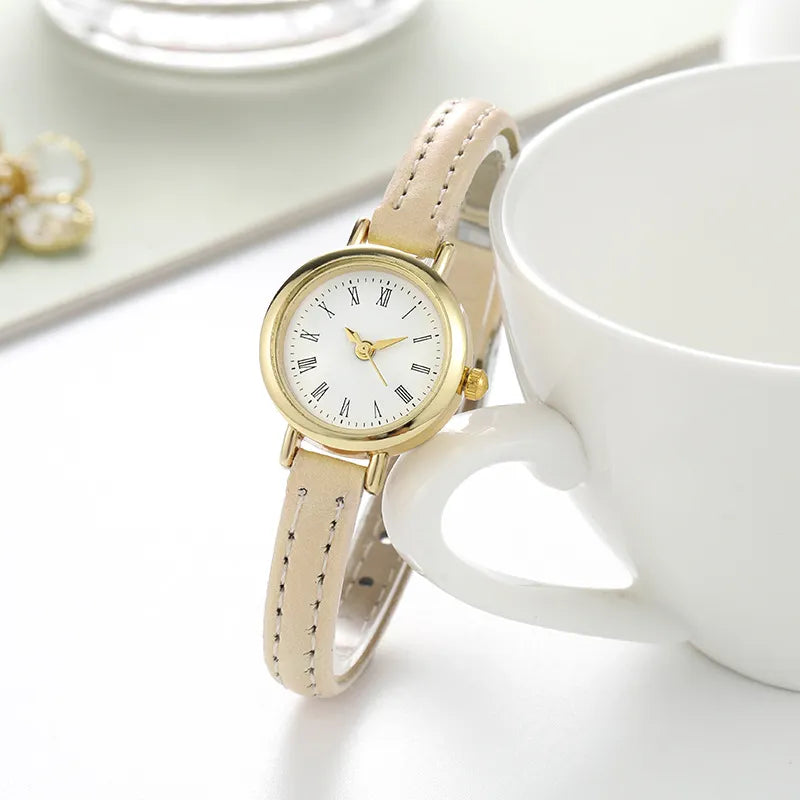 Simple Leather Watch Beige