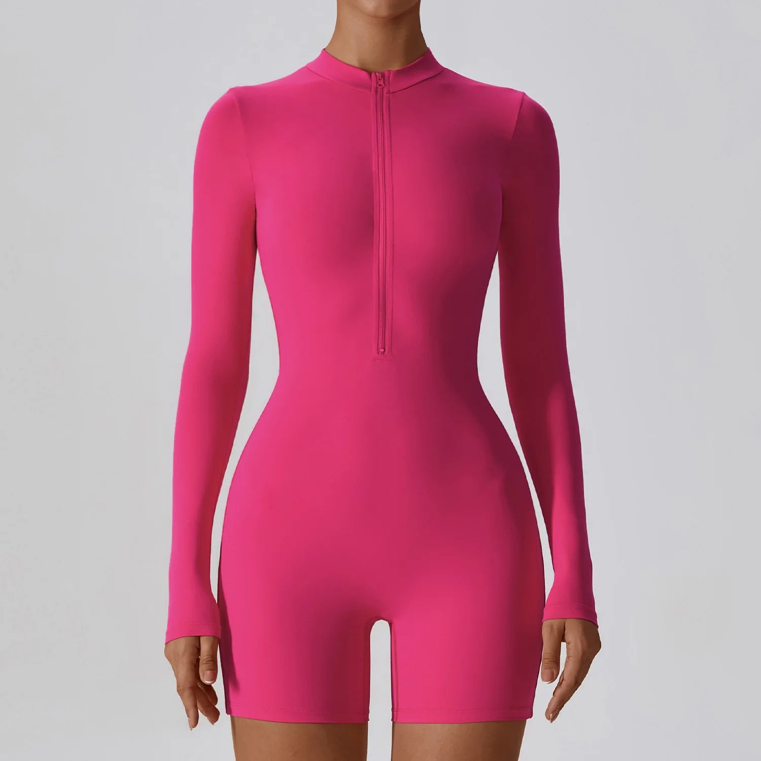 Short Zipped Bodysuit Dragon fruit color