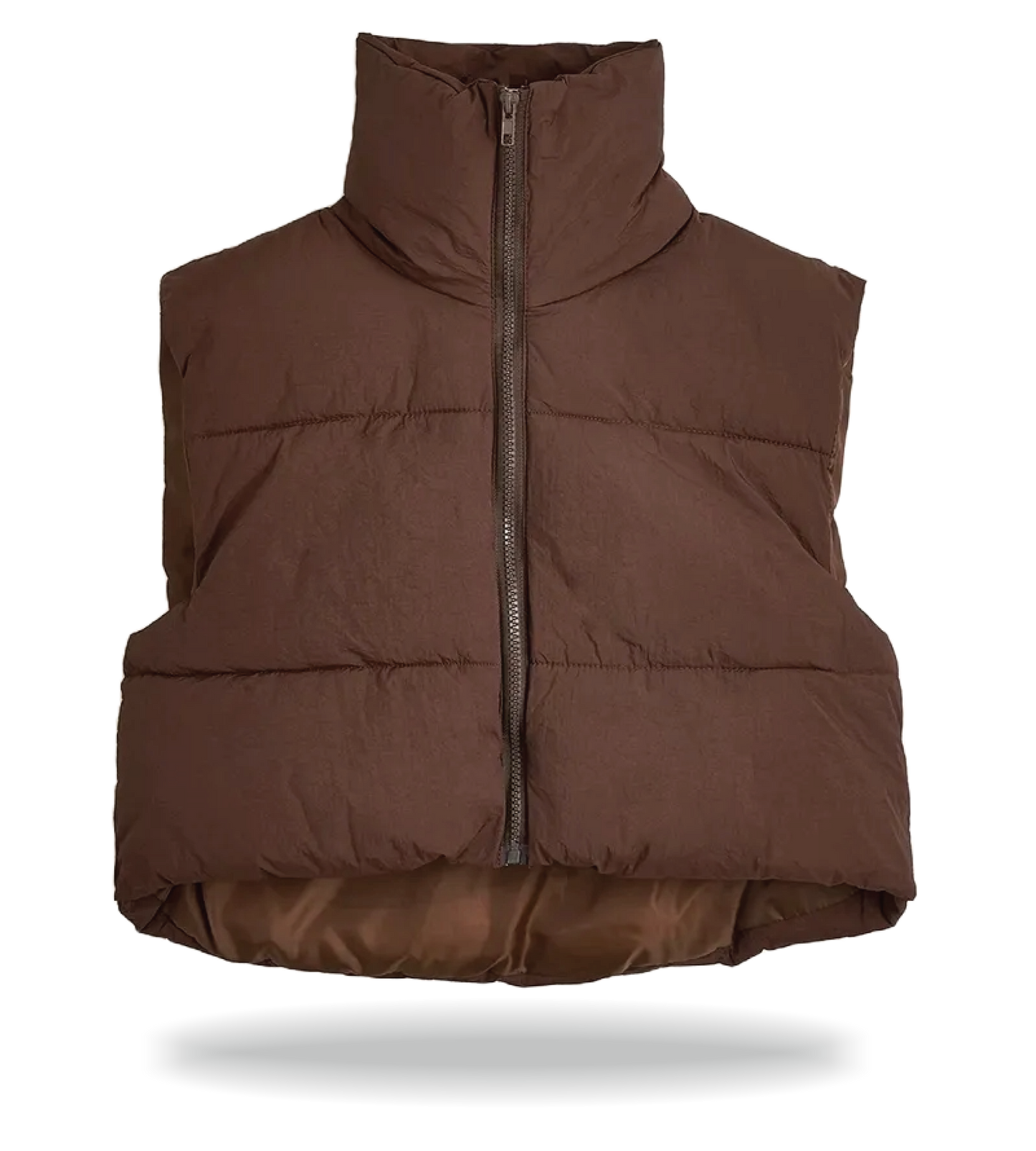 Fitted Puffer Vest Brown