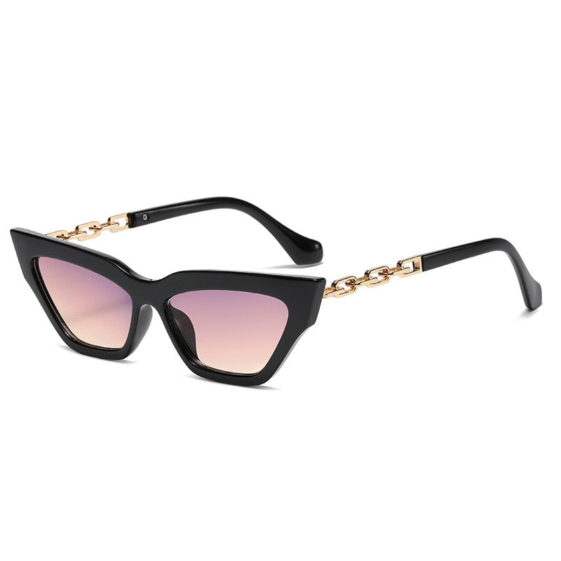 Gold Chain Cat Eyes Black (Purple pink Lens)