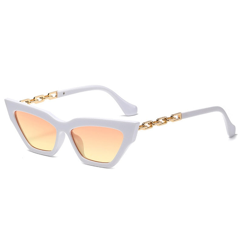 Gold Chain Cat Eyes White