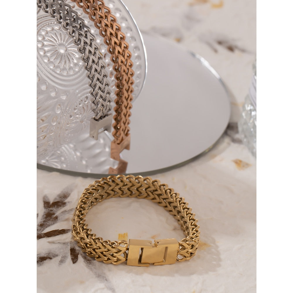 Double Curb Bracelet Rose Gold